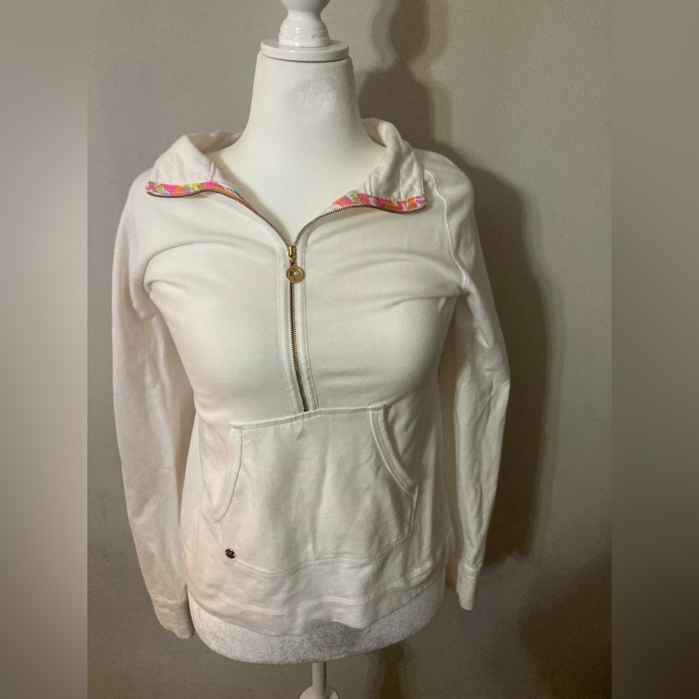 Lilly Pulitzer half zip white lightweight sweatshirt in size medium. EUC - Picture 1 of 5